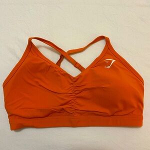 EUC Gymshark Vibrant Orange Ruched Sports Bra